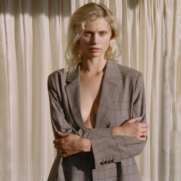 The Kooples Prince of Wales Suit Jacket in Beige Size 42 (10 US) - Picture 3 of 13